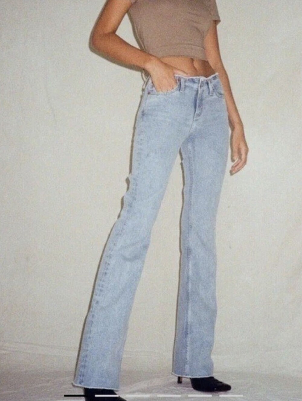 NWT Motel Rocks Light Blue Frayed Low Rise Jeans...Size:XS/31L